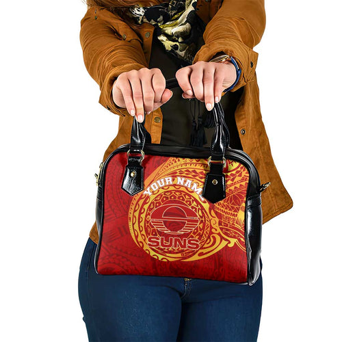 Personalized Gold Coast Suns Polynesian Shoulder Handbag Tribal Chest and Sleeve Tattoo Heritage Warrior
