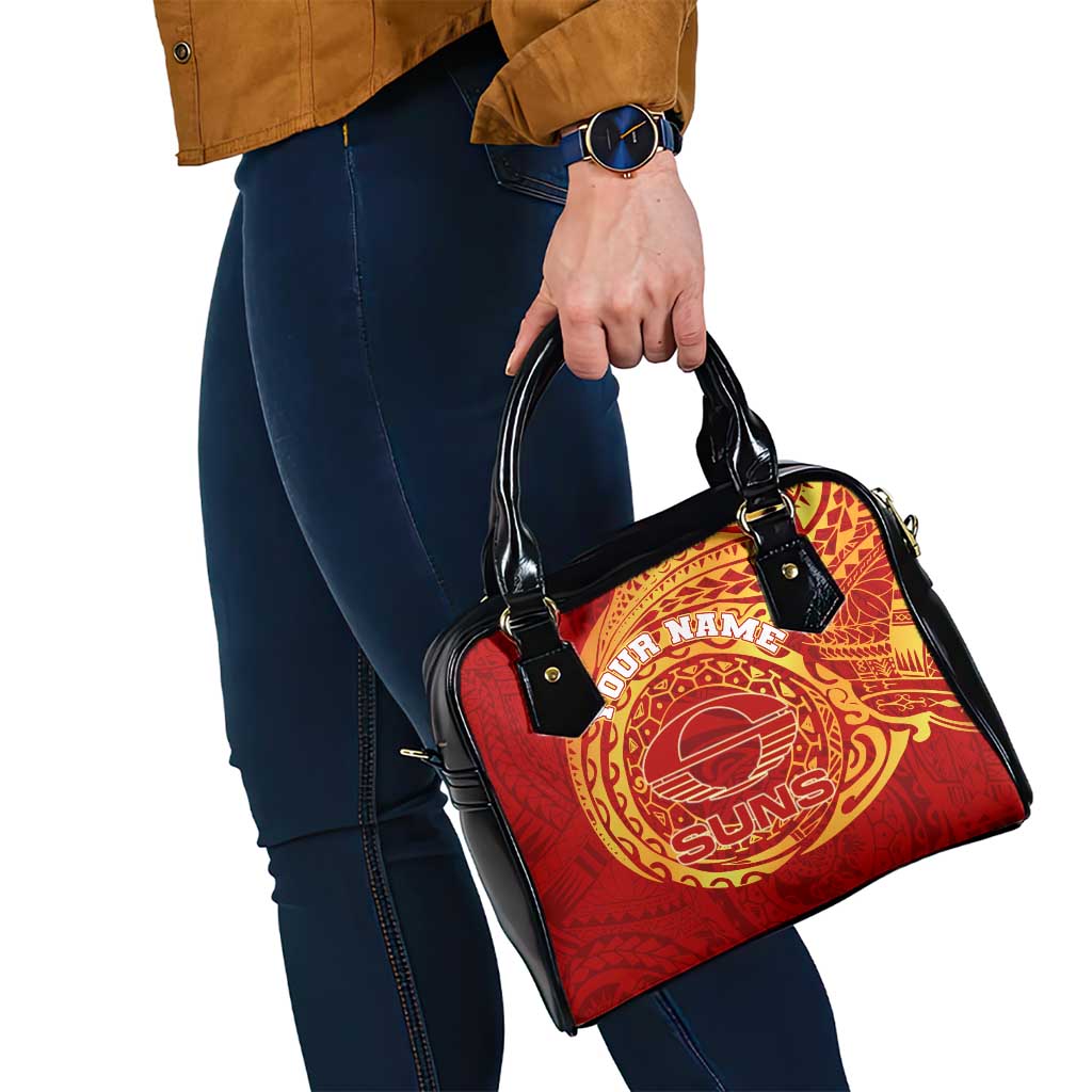 Personalized Gold Coast Suns Polynesian Shoulder Handbag Tribal Chest and Sleeve Tattoo Heritage Warrior