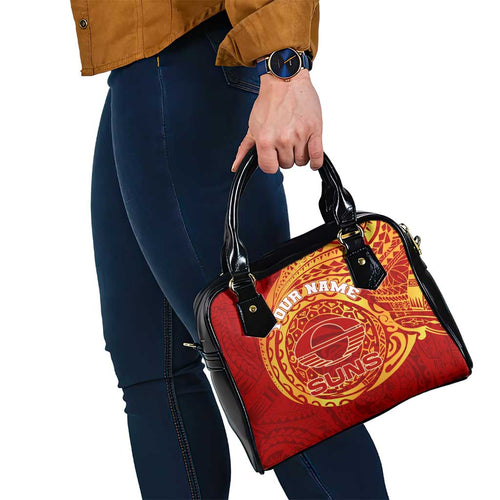 Personalized Gold Coast Suns Polynesian Shoulder Handbag Tribal Chest and Sleeve Tattoo Heritage Warrior