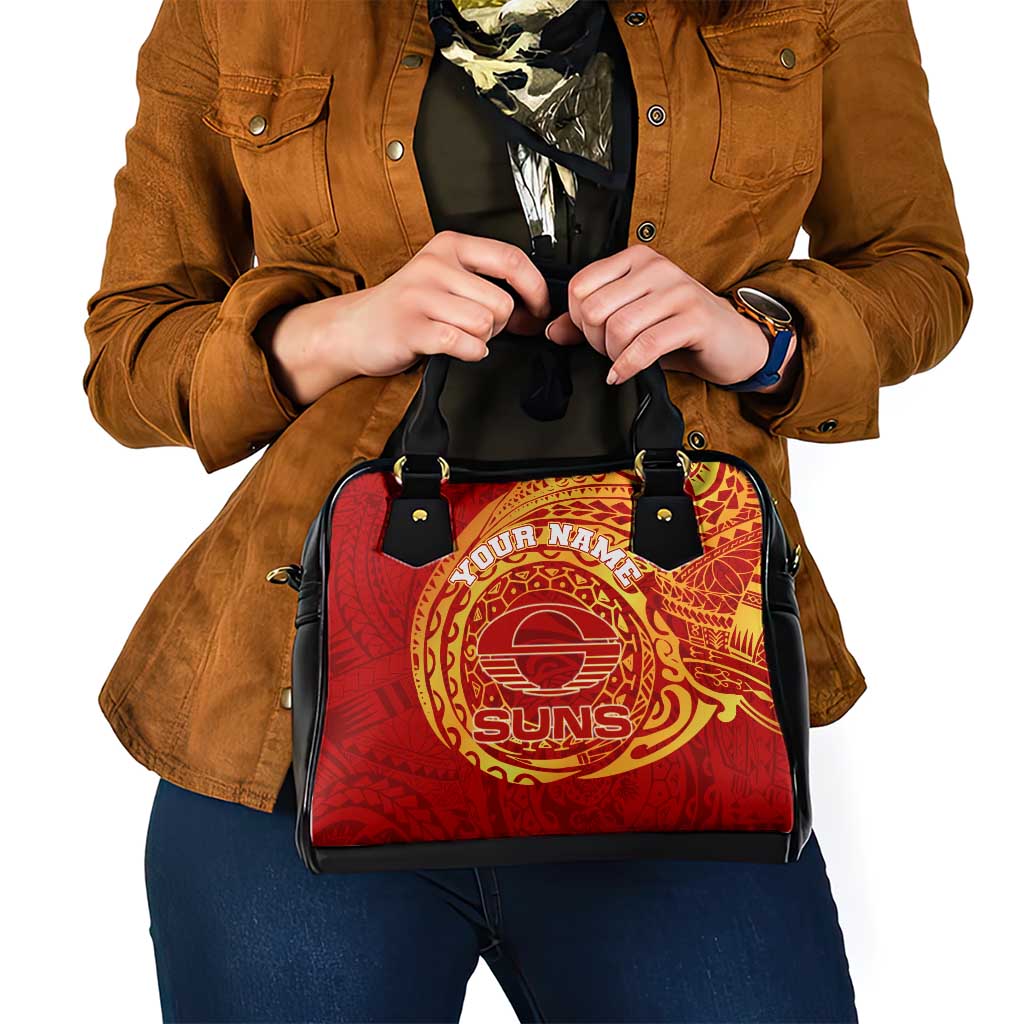 Personalized Gold Coast Suns Polynesian Shoulder Handbag Tribal Chest and Sleeve Tattoo Heritage Warrior