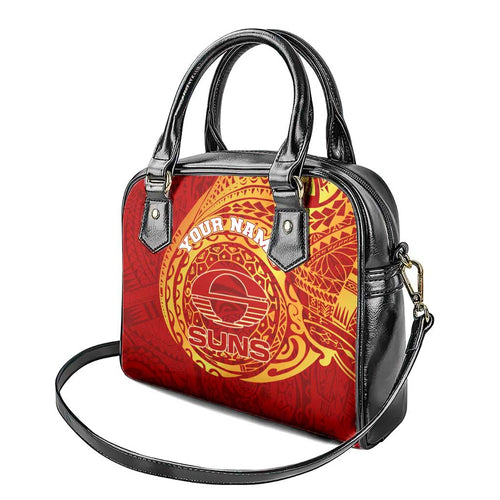 Personalized Gold Coast Suns Polynesian Shoulder Handbag Tribal Chest and Sleeve Tattoo Heritage Warrior