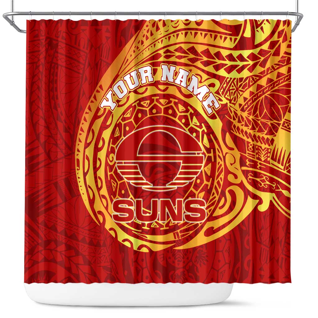 Personalized Gold Coast Suns Polynesian Shower Curtain Tribal Chest and Sleeve Tattoo Heritage Warrior