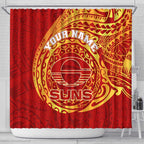Personalized Gold Coast Suns Polynesian Shower Curtain Tribal Chest and Sleeve Tattoo Heritage Warrior