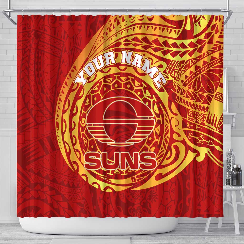 Personalized Gold Coast Suns Polynesian Shower Curtain Tribal Chest and Sleeve Tattoo Heritage Warrior