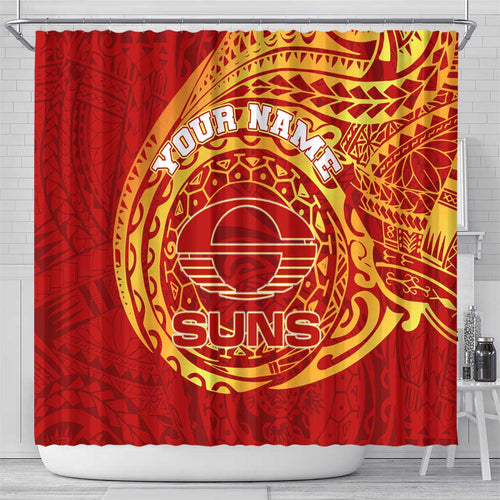 Personalized Gold Coast Suns Polynesian Shower Curtain Tribal Chest and Sleeve Tattoo Heritage Warrior