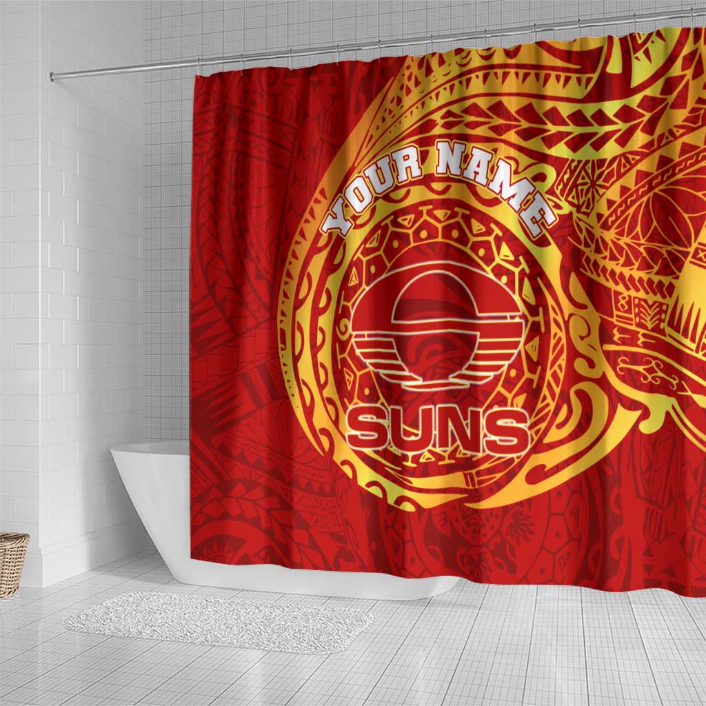 Personalized Gold Coast Suns Polynesian Shower Curtain Tribal Chest and Sleeve Tattoo Heritage Warrior
