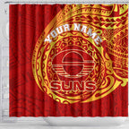 Personalized Gold Coast Suns Polynesian Shower Curtain Tribal Chest and Sleeve Tattoo Heritage Warrior