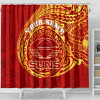 Personalized Gold Coast Suns Polynesian Shower Curtain Tribal Chest and Sleeve Tattoo Heritage Warrior