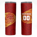 Personalized Gold Coast Suns Polynesian Skinny Tumbler Tribal Chest and Sleeve Tattoo Heritage Warrior