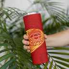 Personalized Gold Coast Suns Polynesian Skinny Tumbler Tribal Chest and Sleeve Tattoo Heritage Warrior