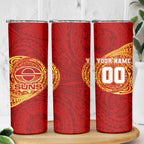 Personalized Gold Coast Suns Polynesian Skinny Tumbler Tribal Chest and Sleeve Tattoo Heritage Warrior
