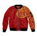 Personalized Gold Coast Suns Polynesian Sleeve Zip Bomber Jacket Tribal Chest and Sleeve Tattoo Heritage Warrior