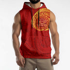 Personalized Gold Coast Suns Polynesian Sleeveless Hoodie Tribal Chest and Sleeve Tattoo Heritage Warrior