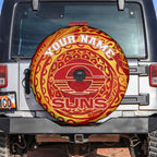 Personalized Gold Coast Suns Polynesian Spare Tire Cover Tribal Chest and Sleeve Tattoo Heritage Warrior