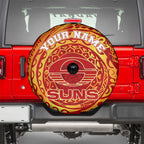Personalized Gold Coast Suns Polynesian Spare Tire Cover Tribal Chest and Sleeve Tattoo Heritage Warrior
