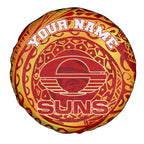 Personalized Gold Coast Suns Polynesian Spare Tire Cover Tribal Chest and Sleeve Tattoo Heritage Warrior