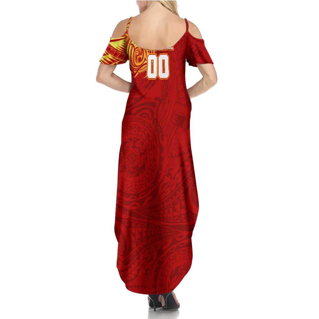 Personalized Gold Coast Suns Polynesian Summer Maxi Dress Tribal Chest and Sleeve Tattoo Heritage Warrior