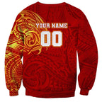 Personalized Gold Coast Suns Polynesian Sweatshirt Tribal Chest and Sleeve Tattoo Heritage Warrior