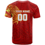 Personalized Gold Coast Suns Polynesian T Shirt Tribal Chest and Sleeve Tattoo Heritage Warrior