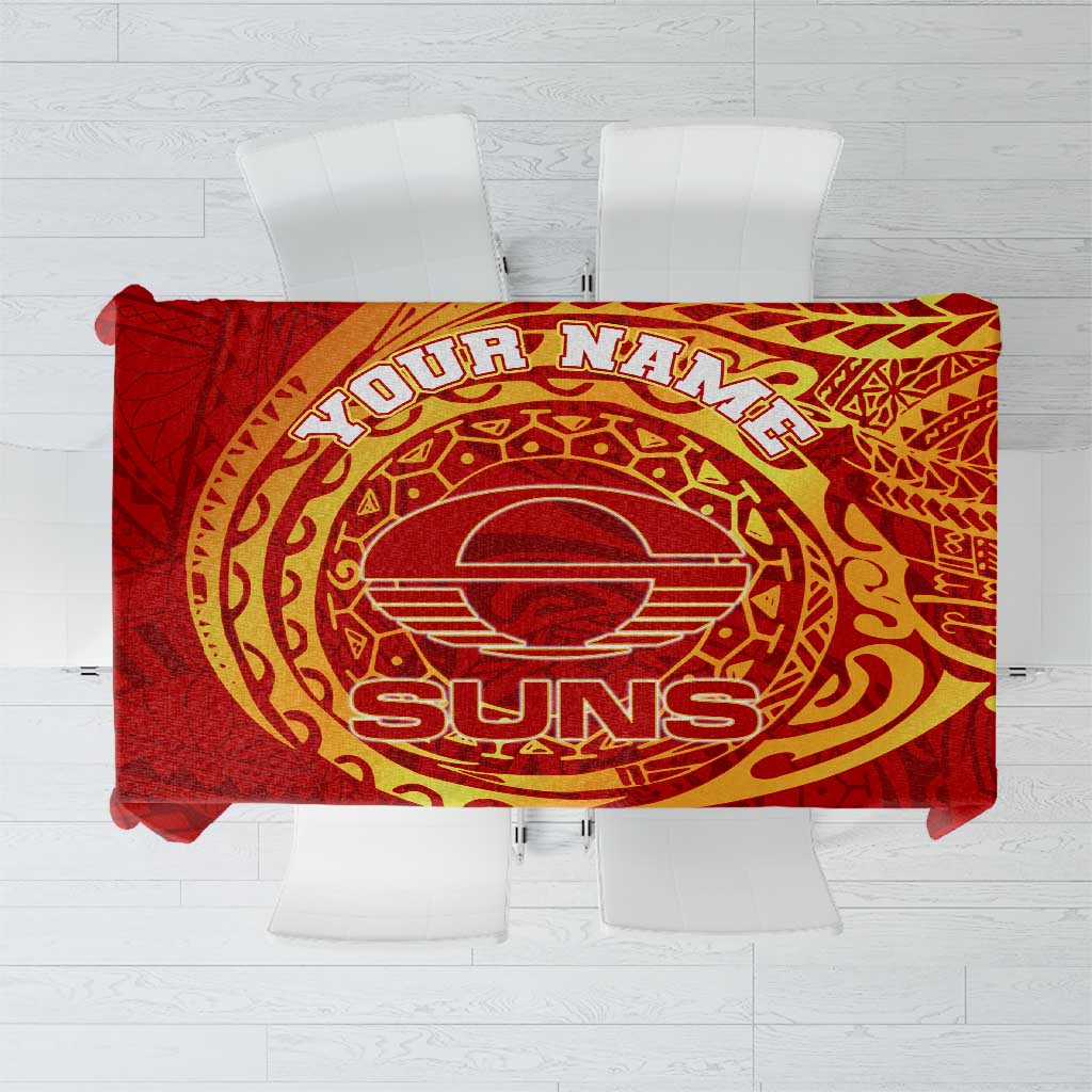 Personalized Gold Coast Suns Polynesian Tablecloth Tribal Chest and Sleeve Tattoo Heritage Warrior
