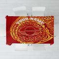 Personalized Gold Coast Suns Polynesian Tablecloth Tribal Chest and Sleeve Tattoo Heritage Warrior