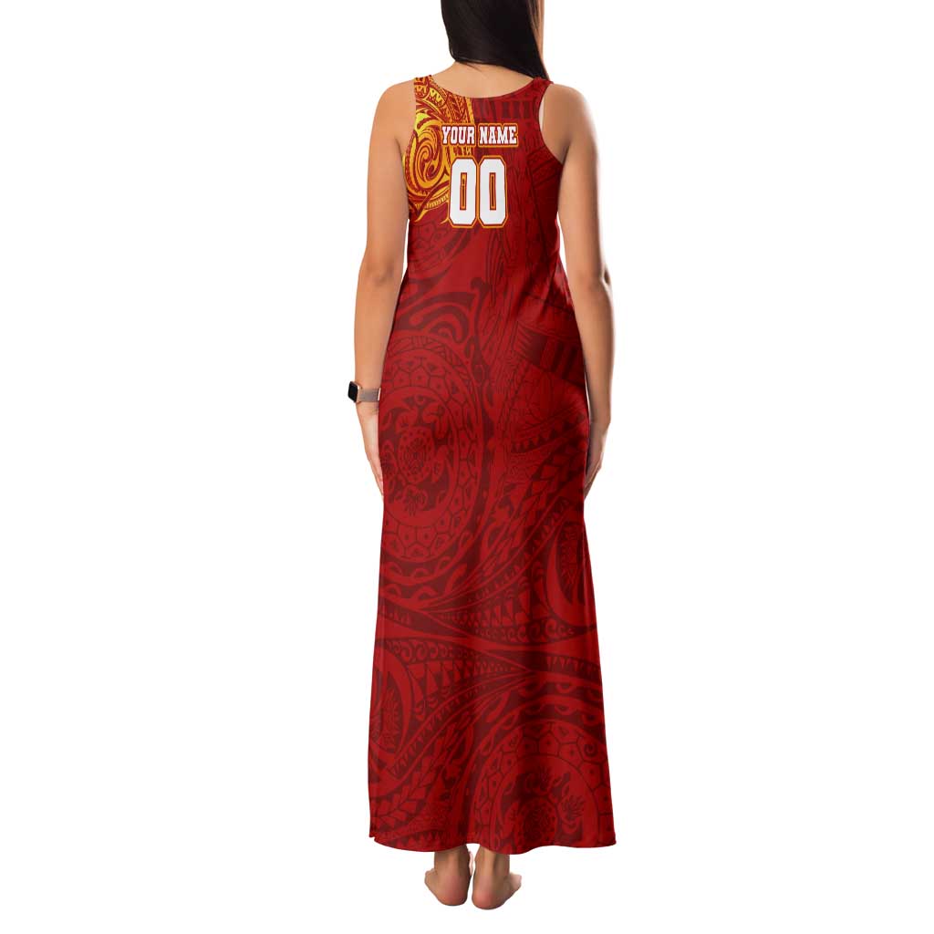 Personalized Gold Coast Suns Polynesian Tank Maxi Dress Tribal Chest and Sleeve Tattoo Heritage Warrior