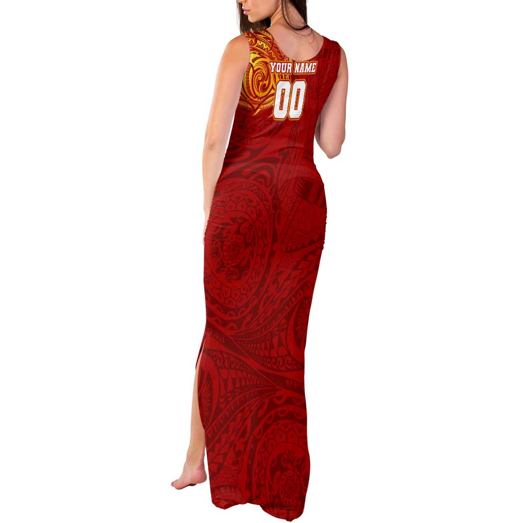 Personalized Gold Coast Suns Polynesian Tank Maxi Dress Tribal Chest and Sleeve Tattoo Heritage Warrior
