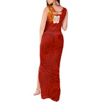 Personalized Gold Coast Suns Polynesian Tank Maxi Dress Tribal Chest and Sleeve Tattoo Heritage Warrior