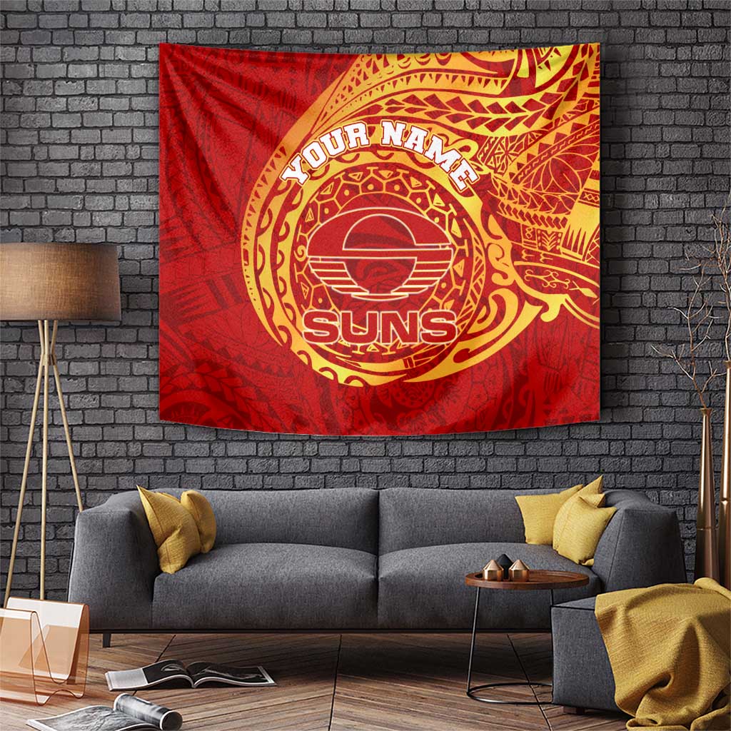 Personalized Gold Coast Suns Polynesian Tapestry Tribal Chest and Sleeve Tattoo Heritage Warrior