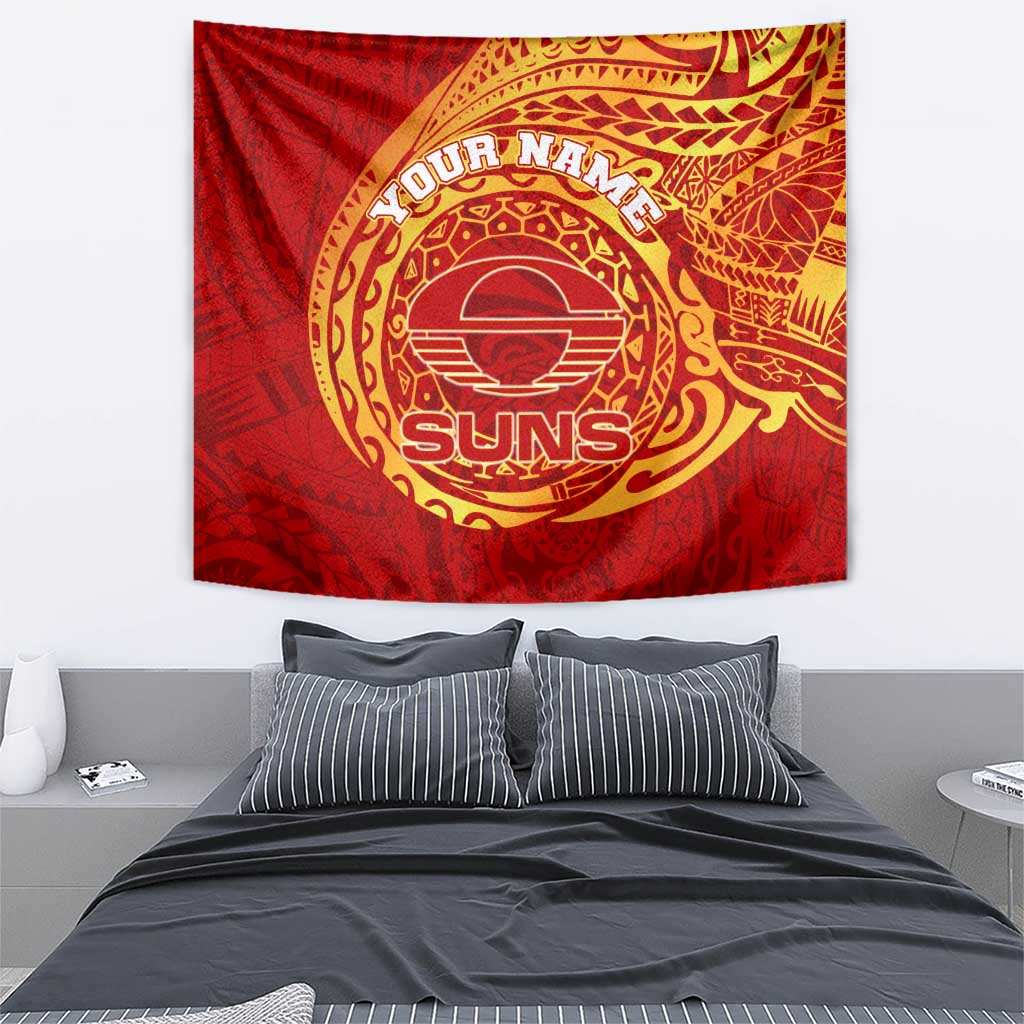Personalized Gold Coast Suns Polynesian Tapestry Tribal Chest and Sleeve Tattoo Heritage Warrior