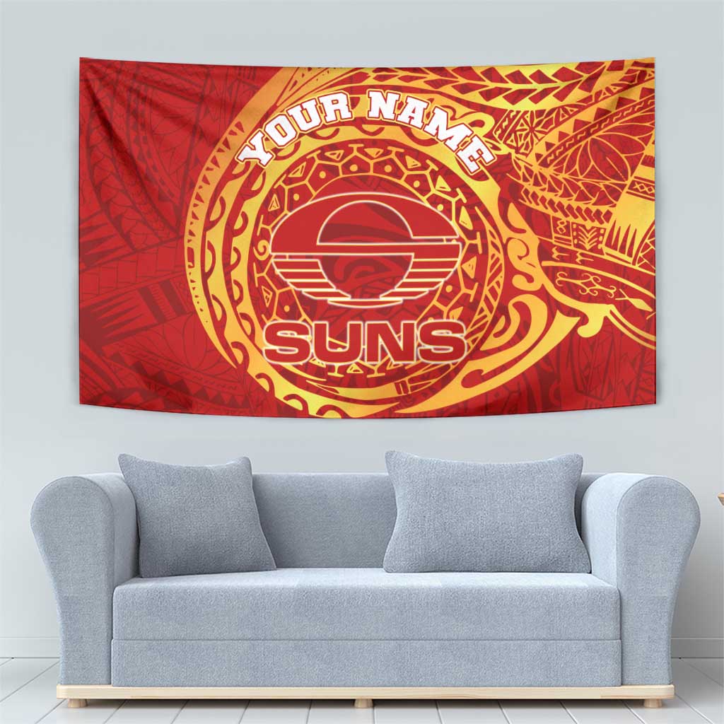 Personalized Gold Coast Suns Polynesian Tapestry Tribal Chest and Sleeve Tattoo Heritage Warrior
