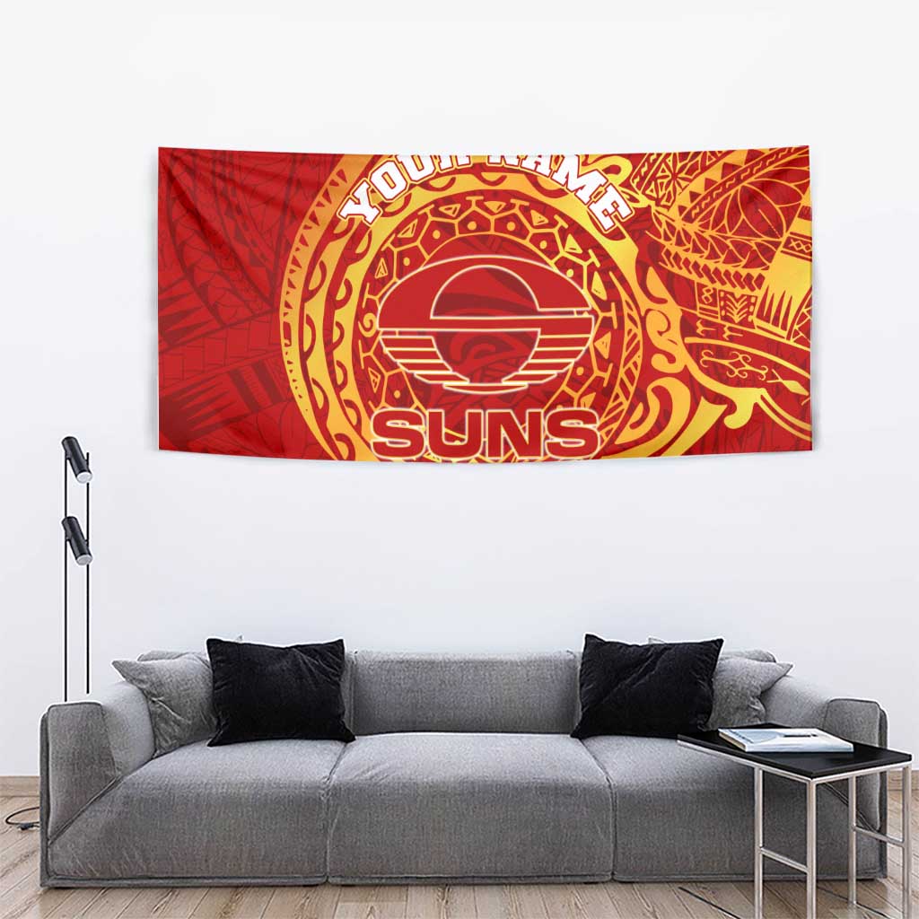 Personalized Gold Coast Suns Polynesian Tapestry Tribal Chest and Sleeve Tattoo Heritage Warrior
