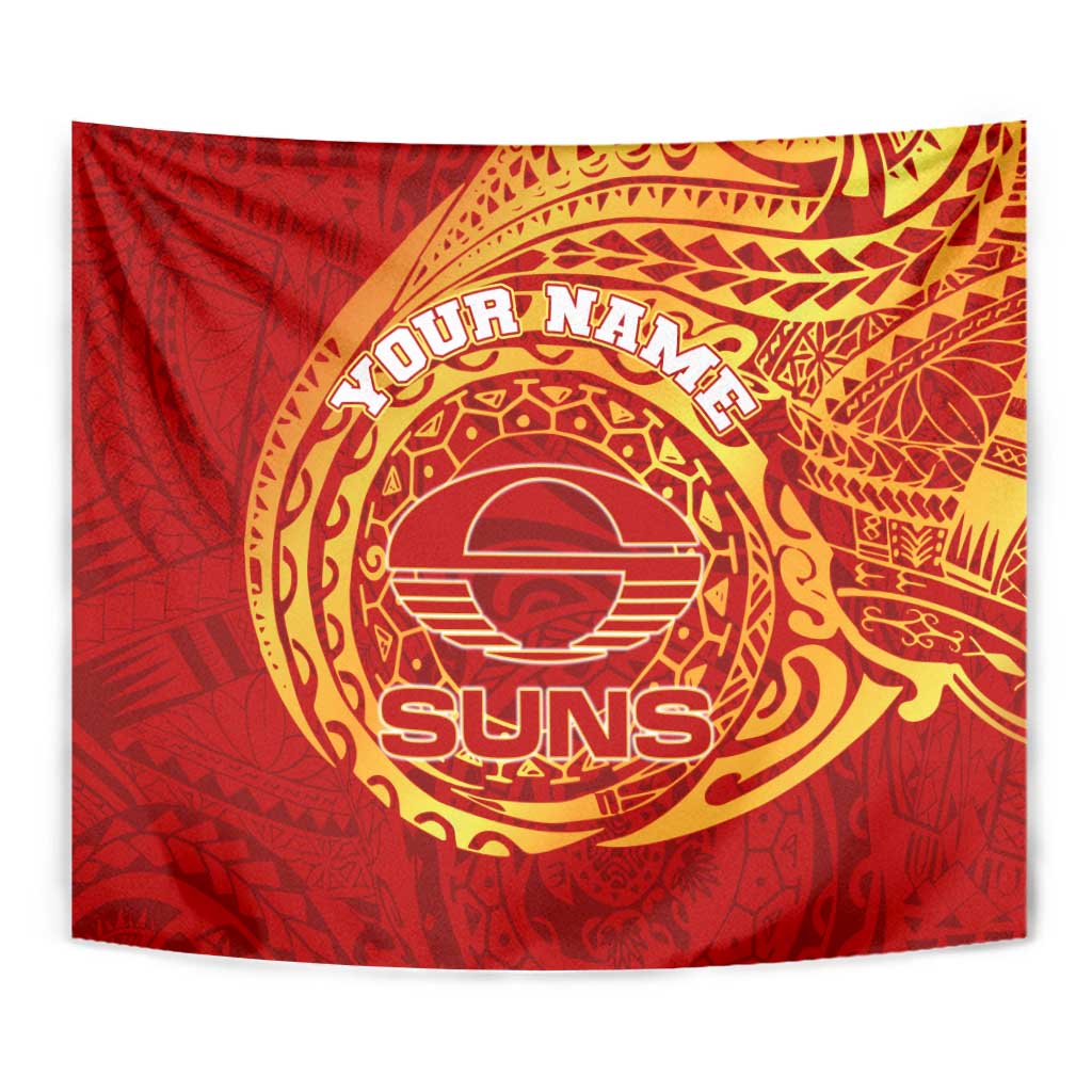 Personalized Gold Coast Suns Polynesian Tapestry Tribal Chest and Sleeve Tattoo Heritage Warrior