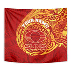 Personalized Gold Coast Suns Polynesian Tapestry Tribal Chest and Sleeve Tattoo Heritage Warrior