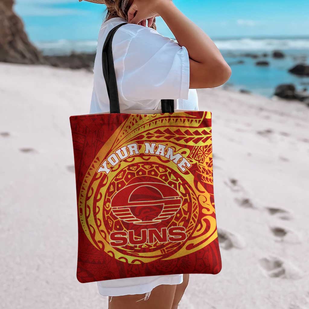 Personalized Gold Coast Suns Polynesian Tote Bag Tribal Chest and Sleeve Tattoo Heritage Warrior