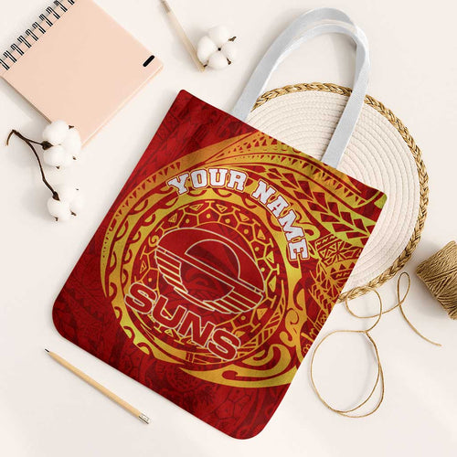 Personalized Gold Coast Suns Polynesian Tote Bag Tribal Chest and Sleeve Tattoo Heritage Warrior