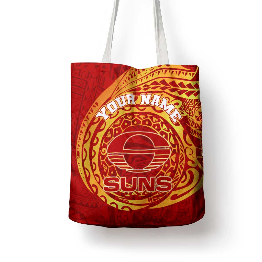 Personalized Gold Coast Suns Polynesian Tote Bag Tribal Chest and Sleeve Tattoo Heritage Warrior