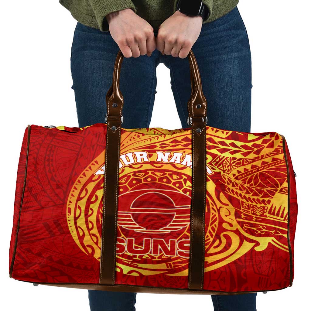 Personalized Gold Coast Suns Polynesian Travel Bag Tribal Chest and Sleeve Tattoo Heritage Warrior