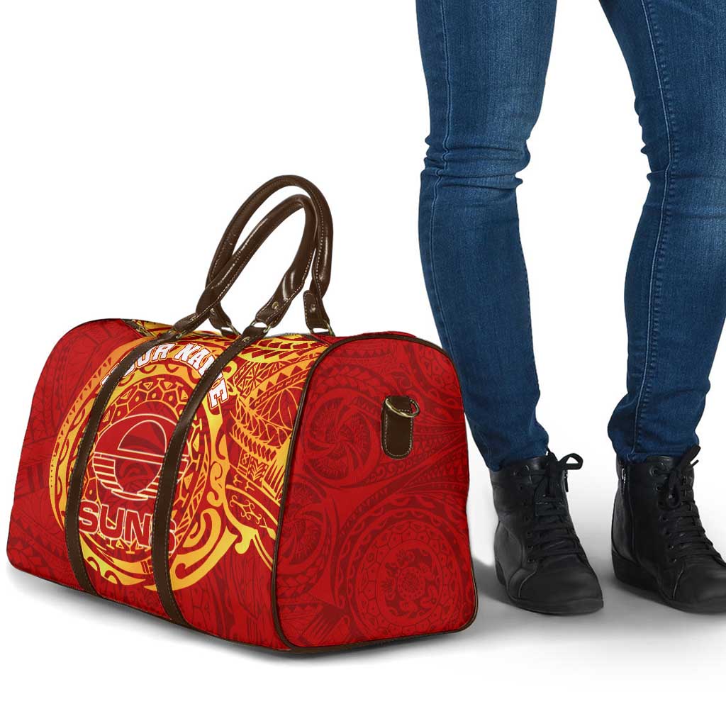 Personalized Gold Coast Suns Polynesian Travel Bag Tribal Chest and Sleeve Tattoo Heritage Warrior