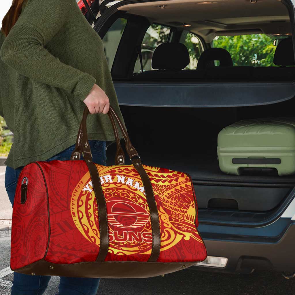 Personalized Gold Coast Suns Polynesian Travel Bag Tribal Chest and Sleeve Tattoo Heritage Warrior