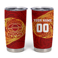 Personalized Gold Coast Suns Polynesian Tumbler Cup Tribal Chest and Sleeve Tattoo Heritage Warrior