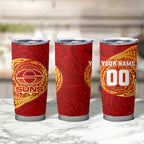 Personalized Gold Coast Suns Polynesian Tumbler Cup Tribal Chest and Sleeve Tattoo Heritage Warrior