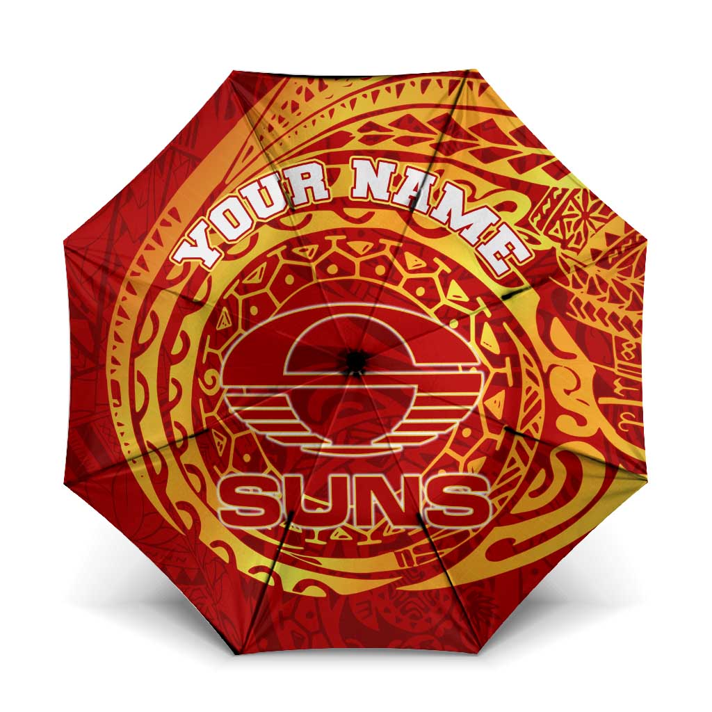 Personalized Gold Coast Suns Polynesian Umbrella Tribal Chest and Sleeve Tattoo Heritage Warrior