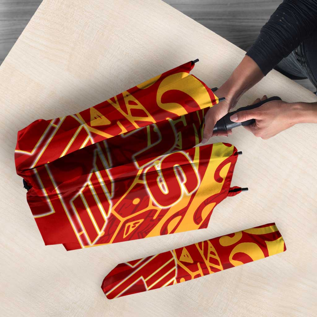 Personalized Gold Coast Suns Polynesian Umbrella Tribal Chest and Sleeve Tattoo Heritage Warrior
