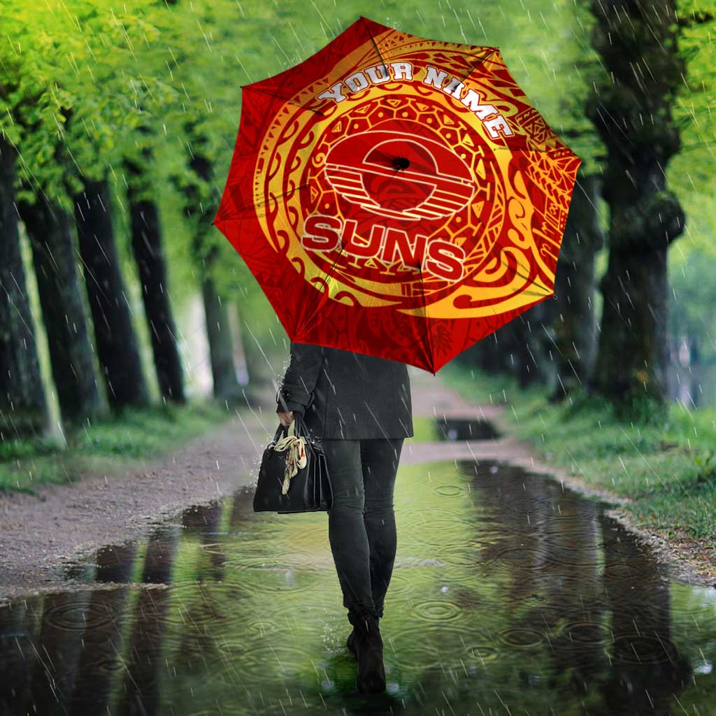 Personalized Gold Coast Suns Polynesian Umbrella Tribal Chest and Sleeve Tattoo Heritage Warrior