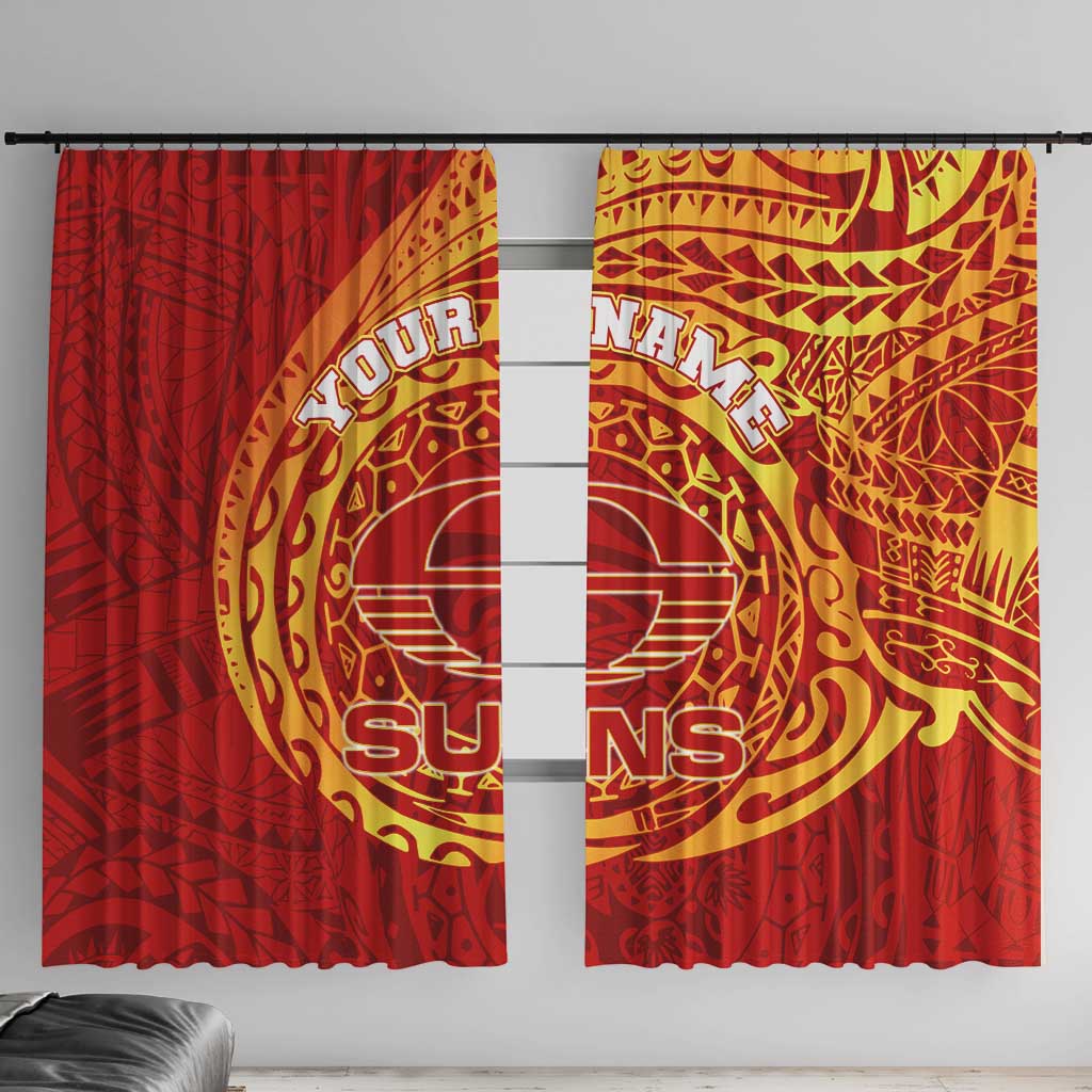 Personalized Gold Coast Suns Polynesian Window Curtain Tribal Chest and Sleeve Tattoo Heritage Warrior