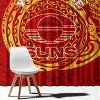 Personalized Gold Coast Suns Polynesian Window Curtain Tribal Chest and Sleeve Tattoo Heritage Warrior