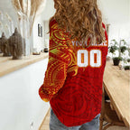 Personalized Gold Coast Suns Polynesian Women Casual Shirt Tribal Chest and Sleeve Tattoo Heritage Warrior