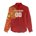 Personalized Gold Coast Suns Polynesian Women Casual Shirt Tribal Chest and Sleeve Tattoo Heritage Warrior