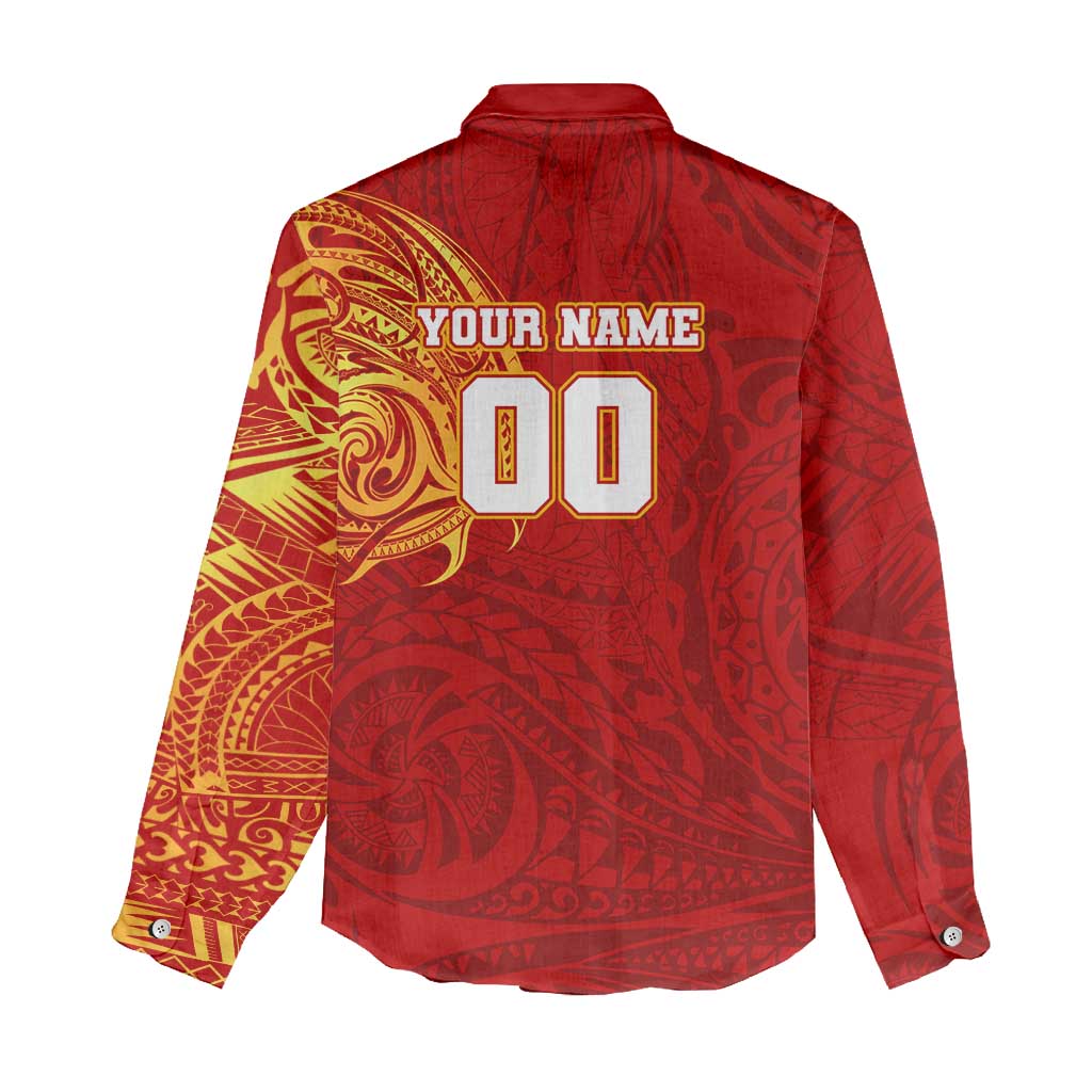 Personalized Gold Coast Suns Polynesian Women Casual Shirt Tribal Chest and Sleeve Tattoo Heritage Warrior